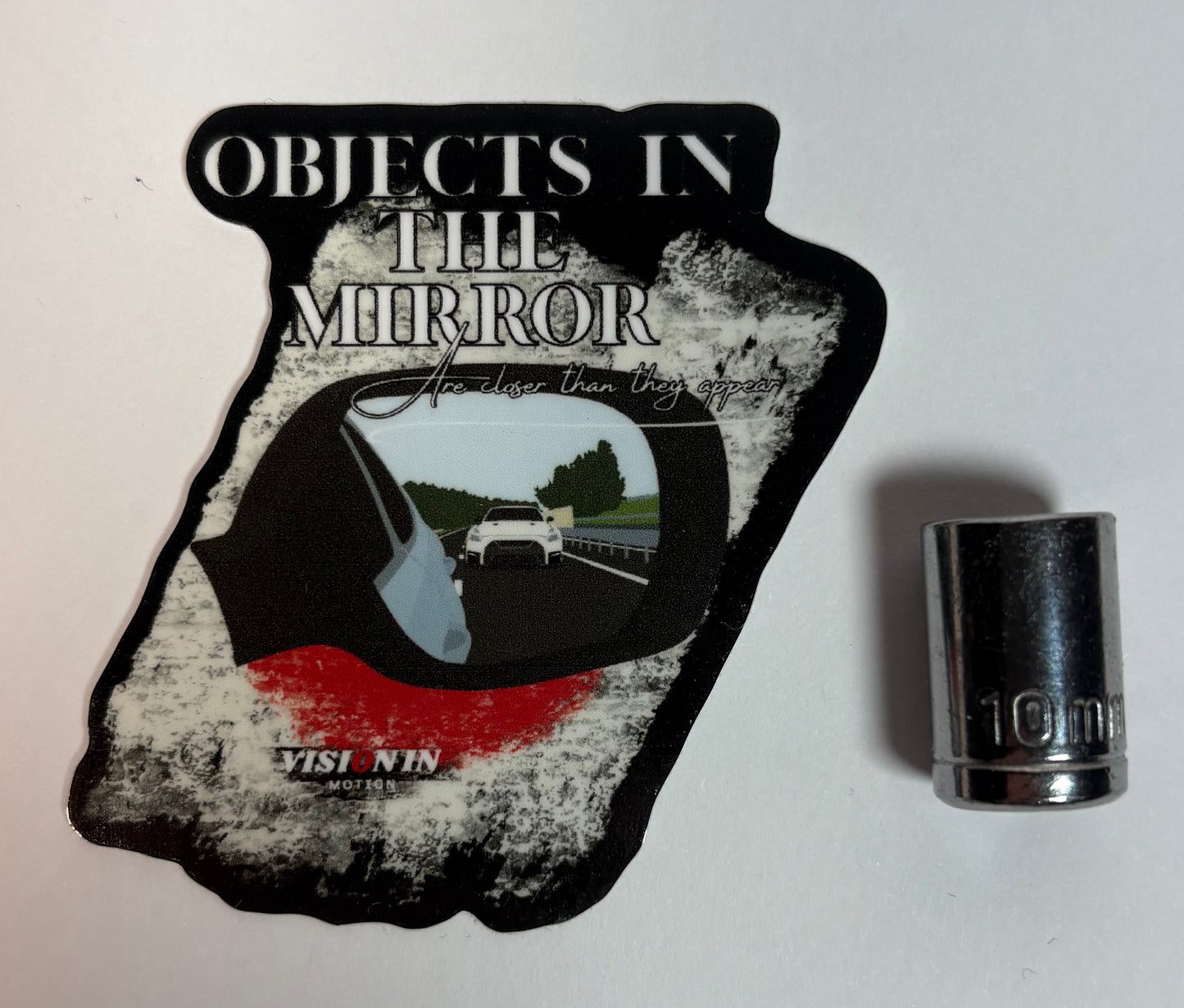 Object In The Mirror Gloss Vinyl Sticker (2.5in) - V3
